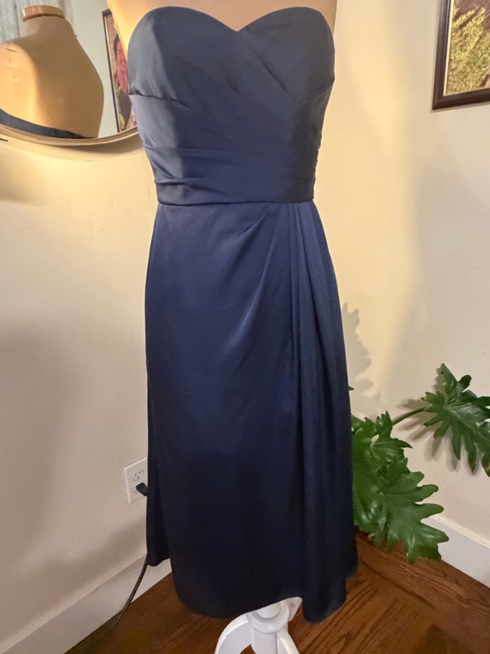 Strapless Navy Blue Evening Dress